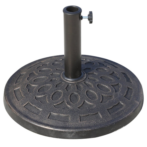 Stevige zwarte parasolvoet 14 kg – rond 44 x 33 cm met 2 adapters