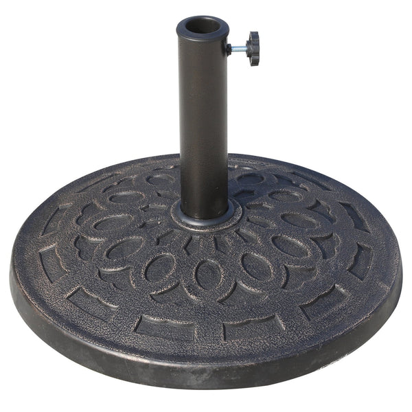 Stevige zwarte parasolvoet 14 kg – rond 44 x 33 cm met 2 adapters