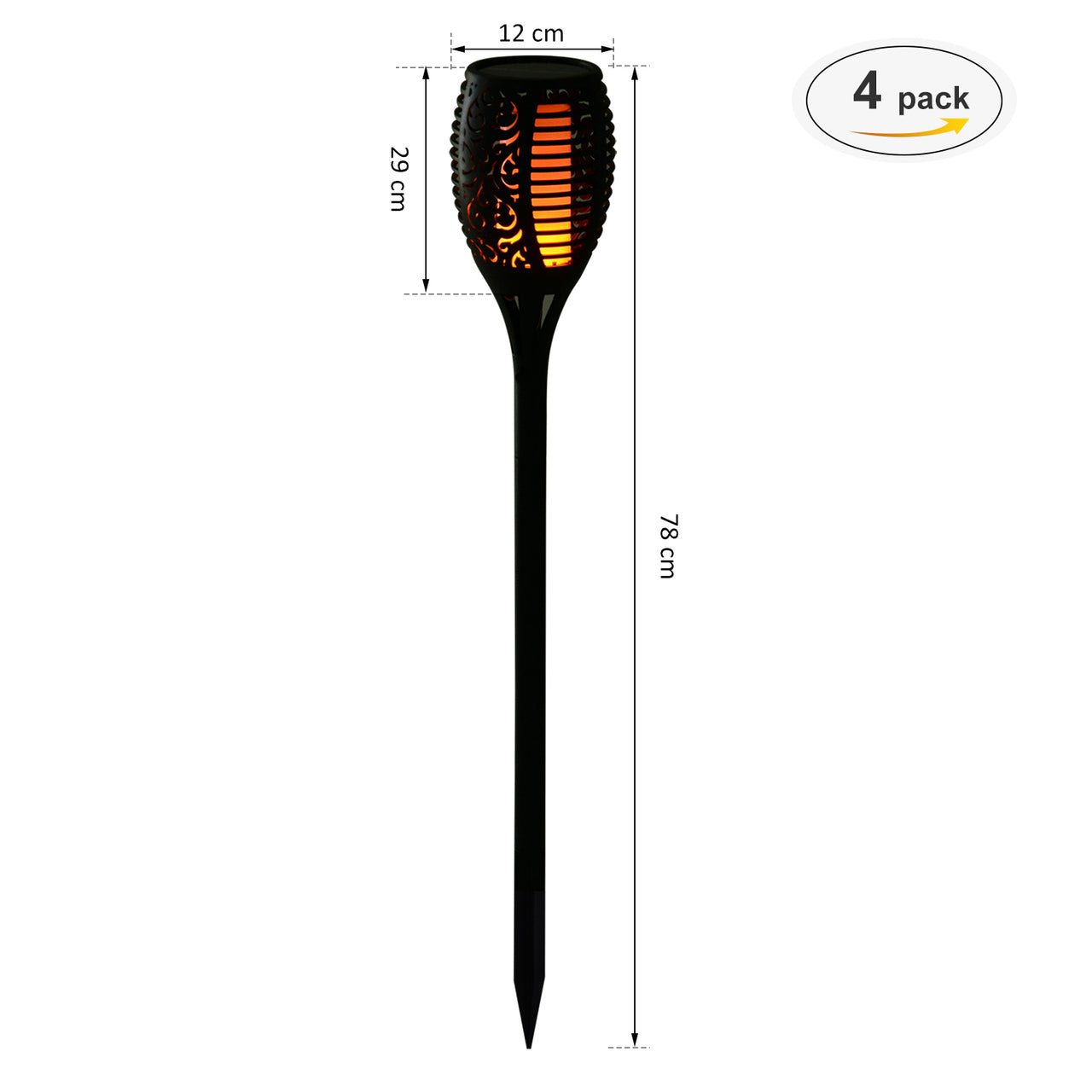 Set van 4 zwarte solar tuinlampen – sfeervolle verlichting zonder stroomkabels