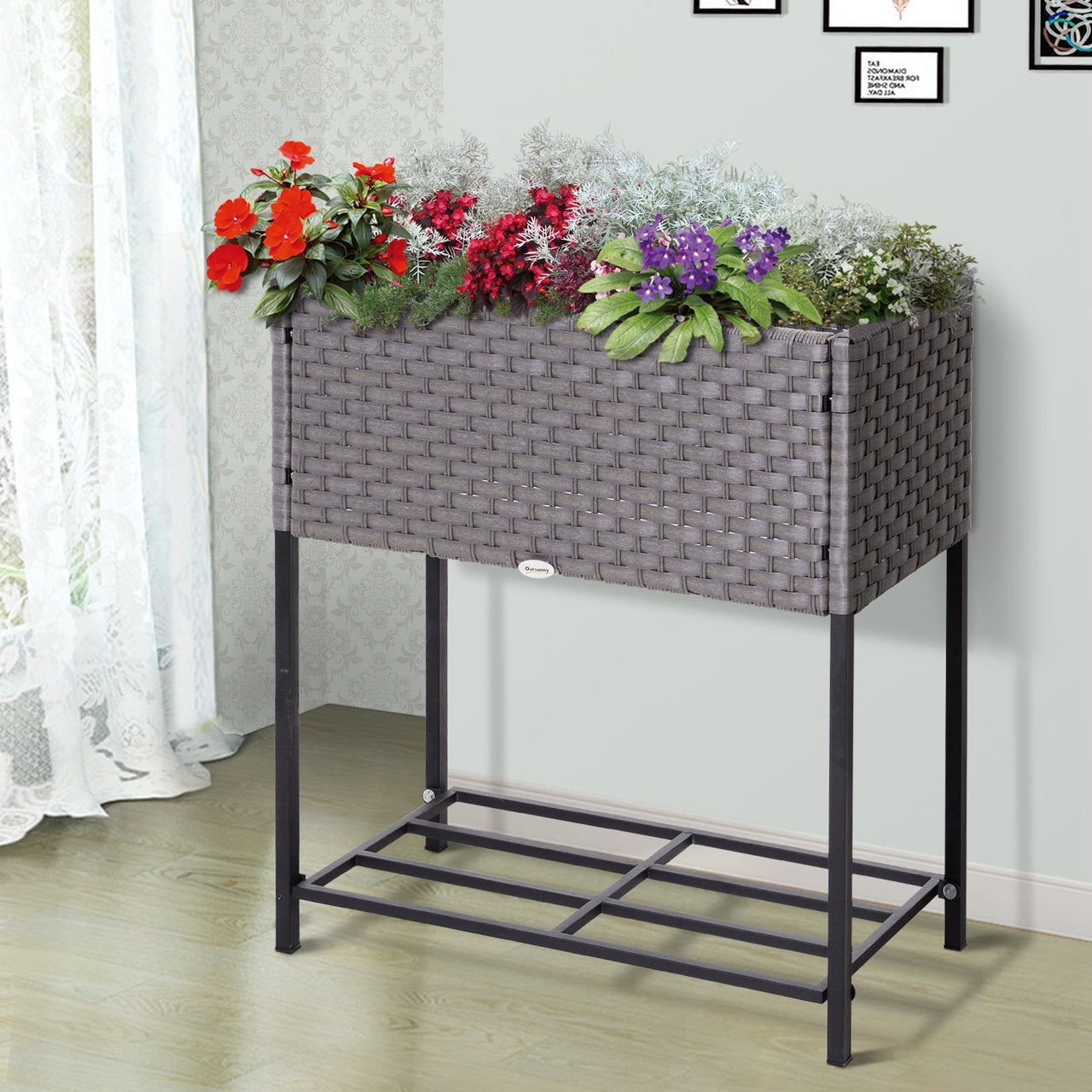 Verhoogde plantentafel en plantenbak – grijs, 70x30x72 cm voor gemakkelijk tuinieren