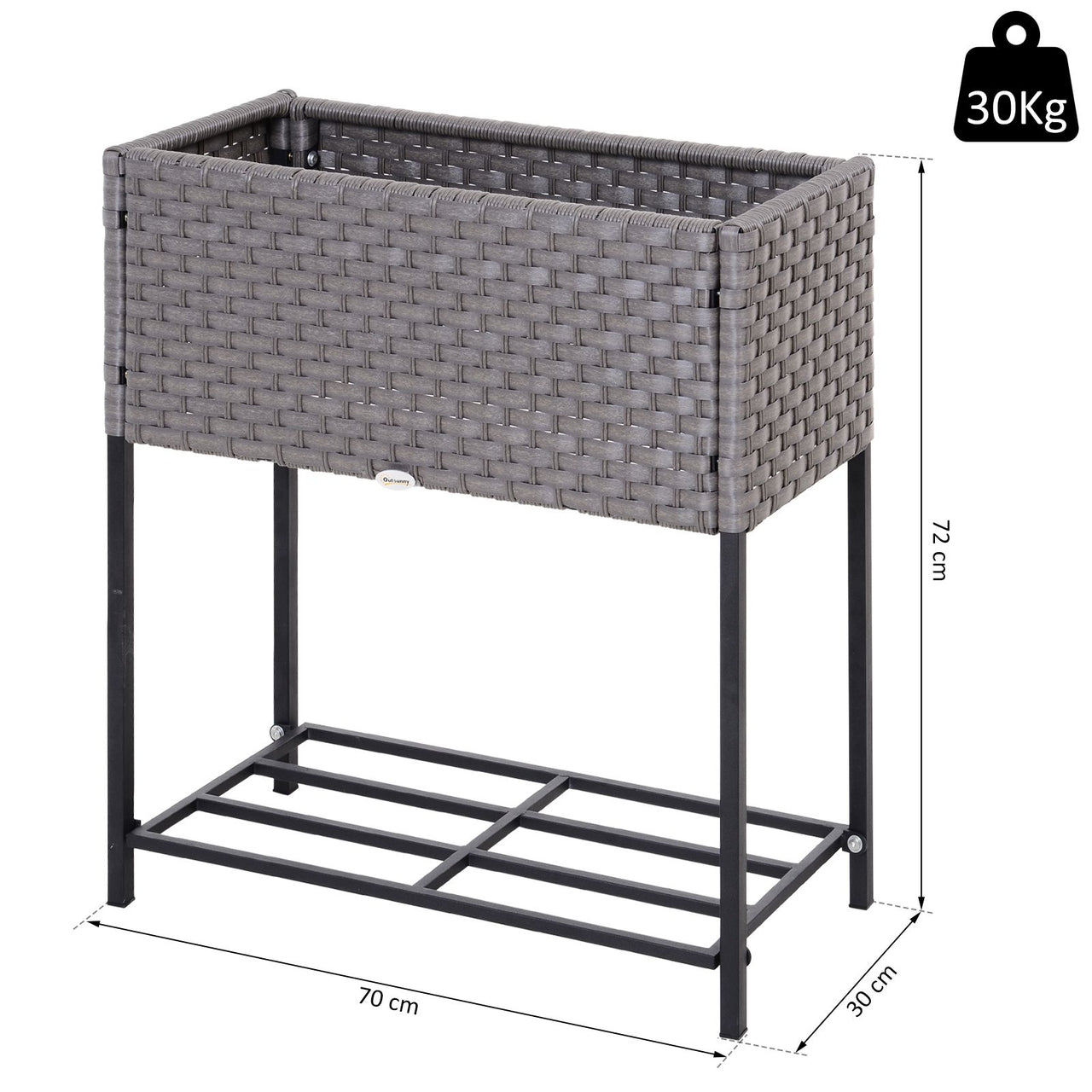 Verhoogde plantentafel en plantenbak – grijs, 70x30x72 cm voor gemakkelijk tuinieren