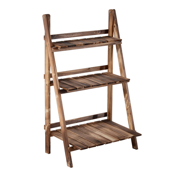 Stevig houten plantenrek met 3 treden – 60x37x93 cm voor perfecte plantpresentatie