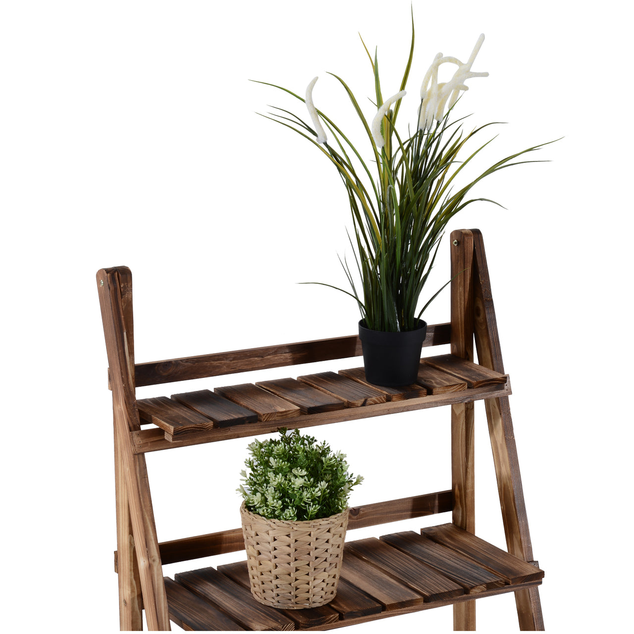 Stevig houten plantenrek met 3 treden – 60x37x93 cm voor perfecte plantpresentatie