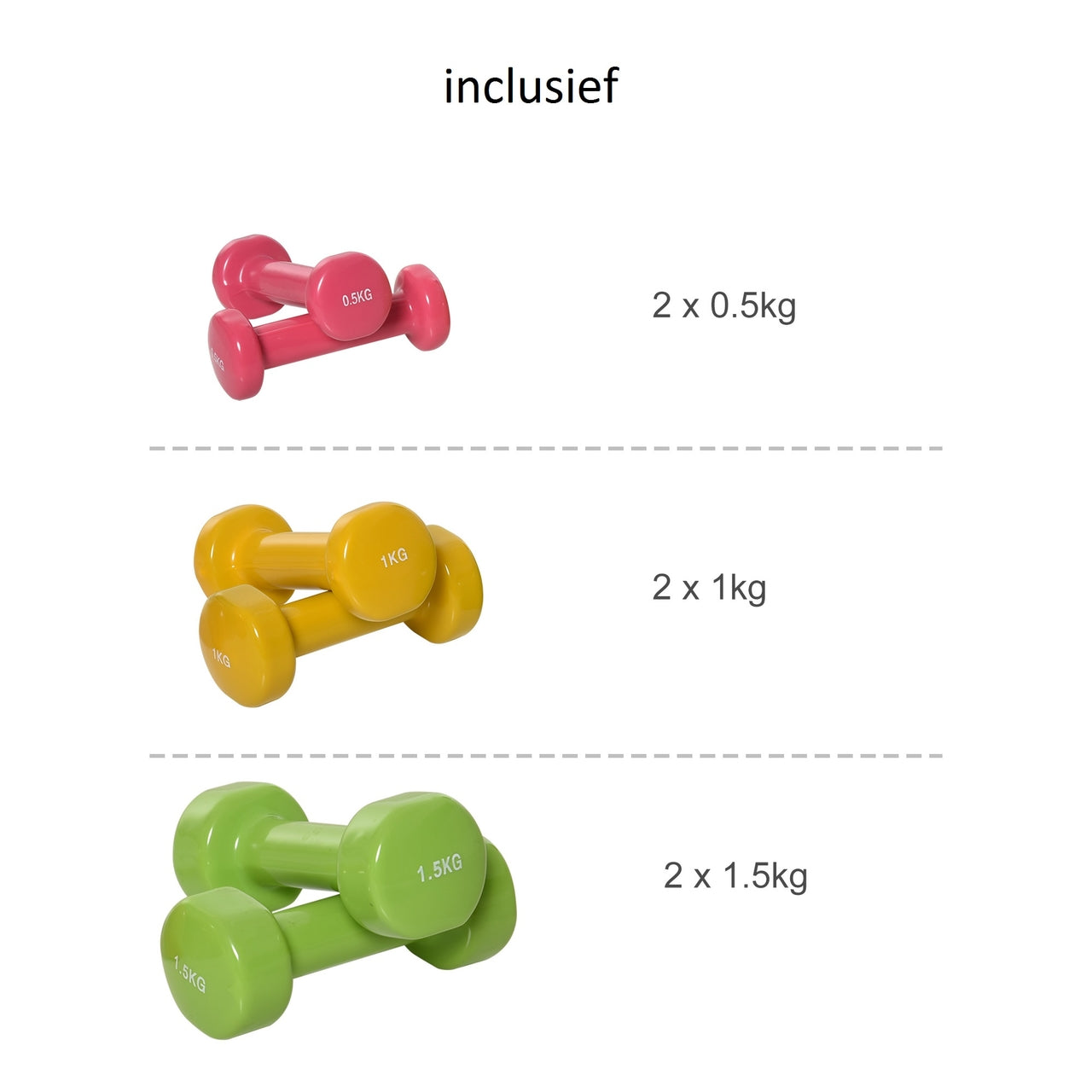 Complete dumbbell set met 6 gewichten en handige koffer voor aerobics en training