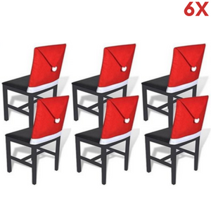 Set van 6 rode kerst stoelhoezen – 48x60 cm, sfeervolle kerstdecoratie voor winterse en feestelijke eetkamerstoelen