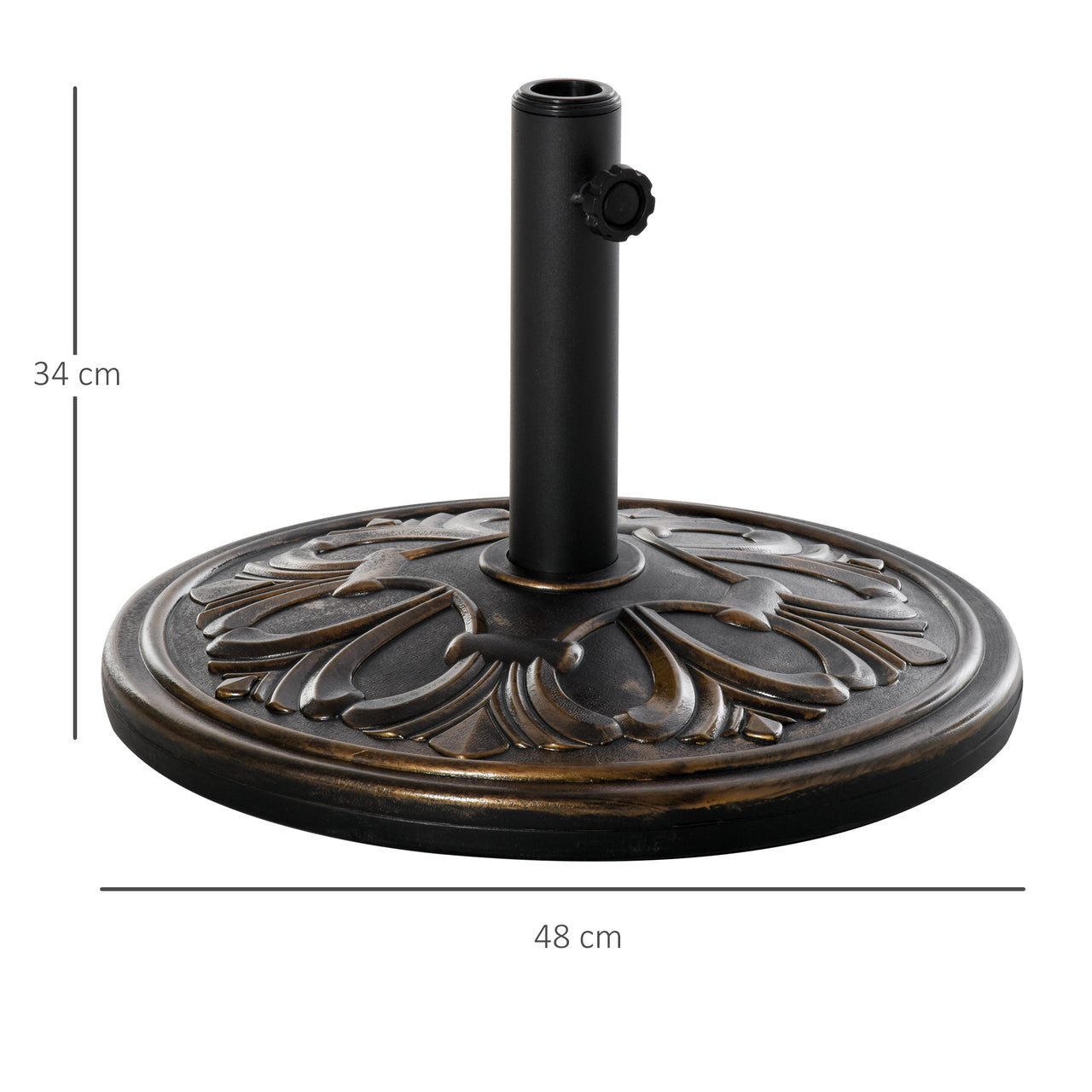Klassieke parasolvoet in bronskleur – 13 kg, ø48 x 34 cm voor stevige ondersteuning