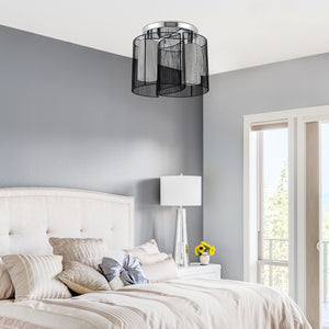 Moderne zwarte plafondlamp met 2 lichtpunten – ø47,5 x 33 cm, E27 fitting, stijlvol en elegant voor elk interieur