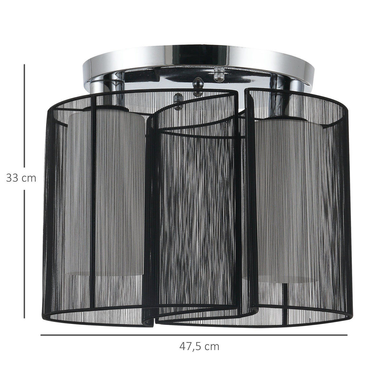 Moderne zwarte plafondlamp met 2 lichtpunten – ø47,5 x 33 cm, E27 fitting