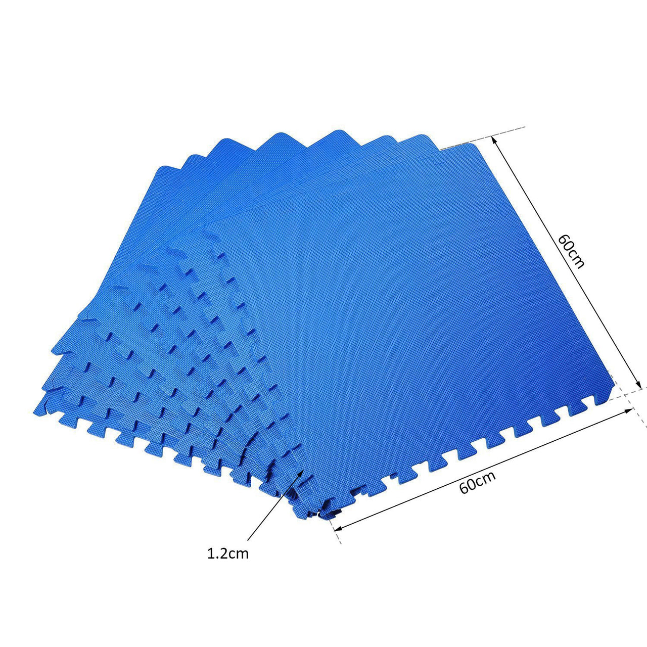 Zachte kruipmat van EVA foam – 8-delige puzzelmat 120x240 cm in blauw