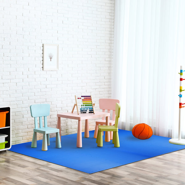 Zachte kruipmat van EVA foam – 8-delige puzzelmat 120x240 cm in blauw