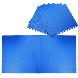 Zachte kruipmat van EVA foam – 8-delige puzzelmat 120x240 cm in blauw, beschermt vloeren en biedt comfort bij spelen of sporten