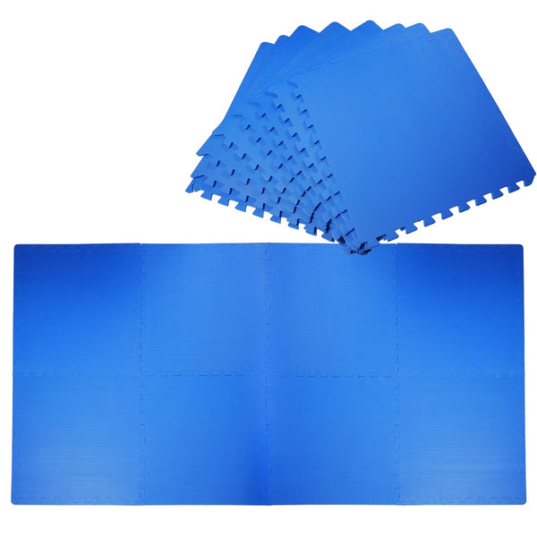 Zachte kruipmat van EVA foam – 8-delige puzzelmat 120x240 cm in blauw