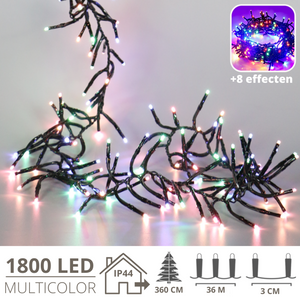 Kleurrijke kerstverlichting met 1800 LED’s – 36 meter multicolor cluster sfeervol en veelzijdig voor feestelijke decoratie