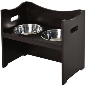 Verhoogde MDF voerbak met RVS – comfortabel eten voor jouw hond of kat, robuust en makkelijk schoon te maken design