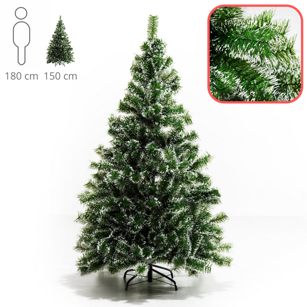 Kunstkerstboom van 150 cm met sneeuw – volle boom van 150x75 cm voor een winterse sfeer