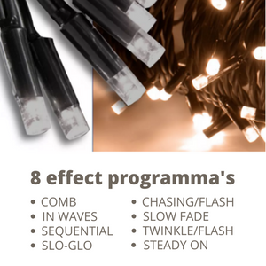 Compacte kerstverlichting met 560 LED’s – 11 meter warm wit cluster met 8 sfeervolle lichtprogramma’s voor kerstdecoratie