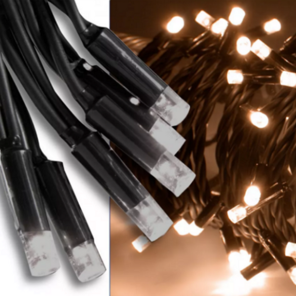 Ijspegelverlichting 3 meter met 90 LED’s – warm wit lichtgordijn voor buiten
