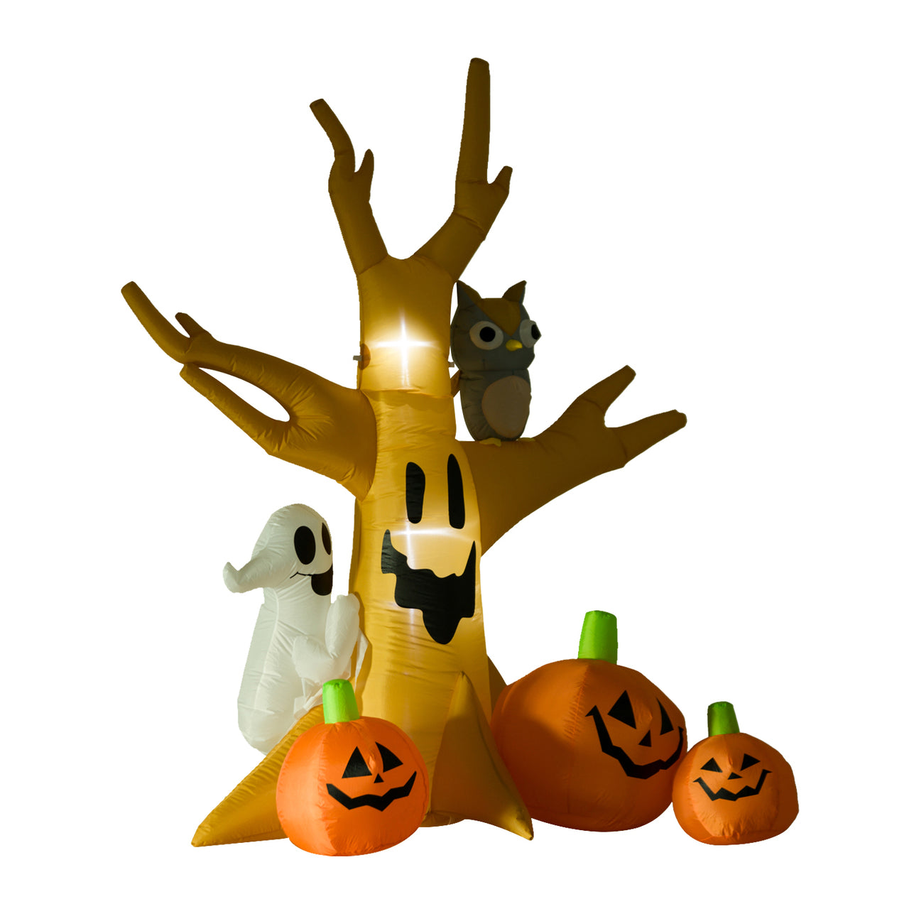 Halloween decoratie pompoen boom met verlichting opblaasbaar 240 cm