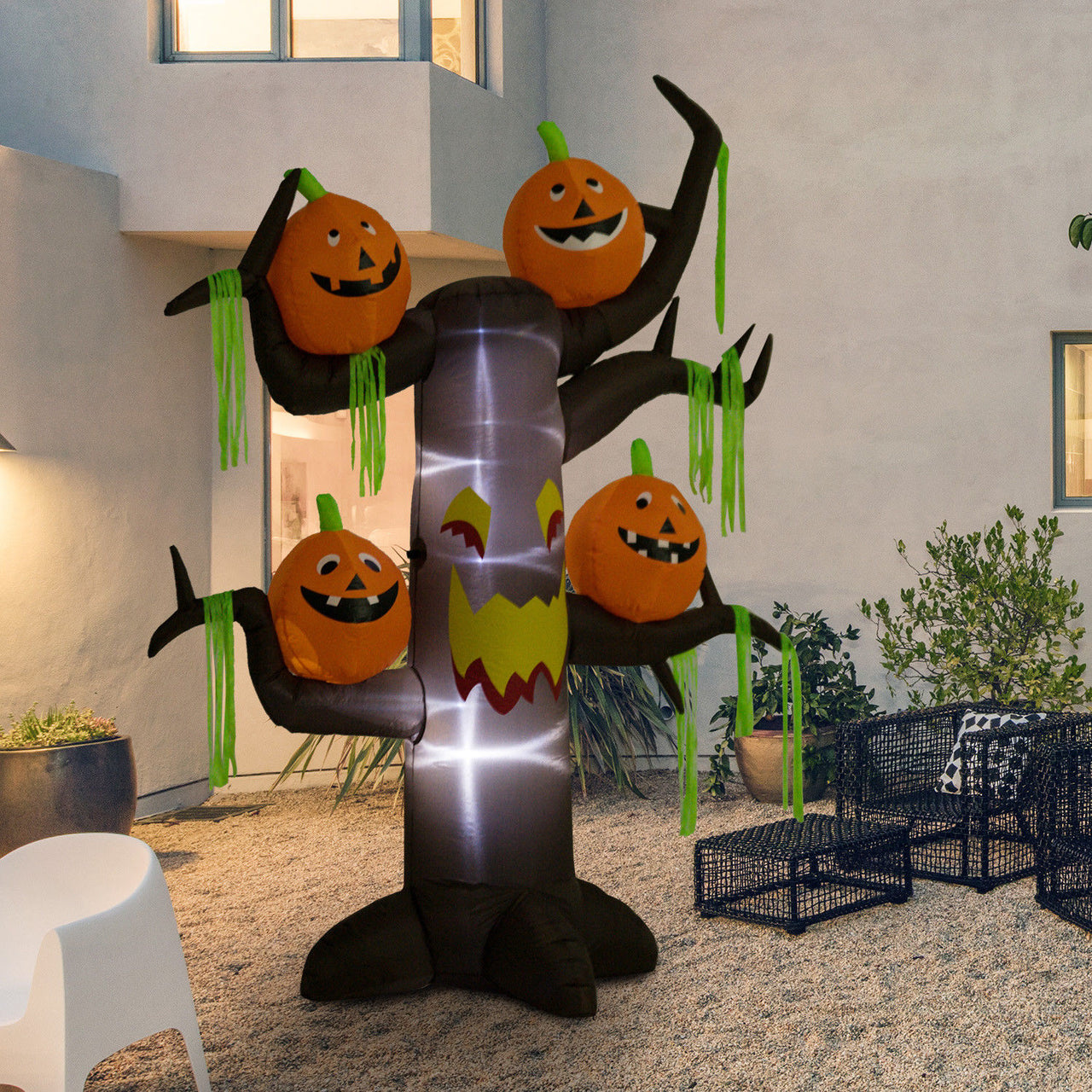 Halloween decoratie pompoen Halloween boom met sfeerverlichting 240 cm