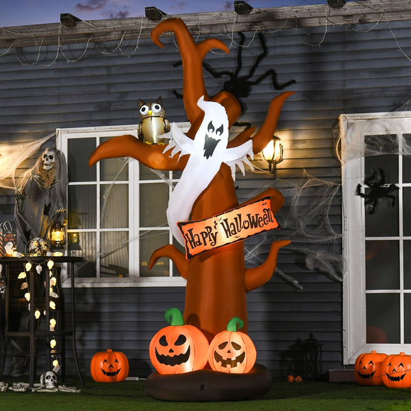Halloween decoratie pompoen boom opblaasbaar met sfeerverlichting 270 cm