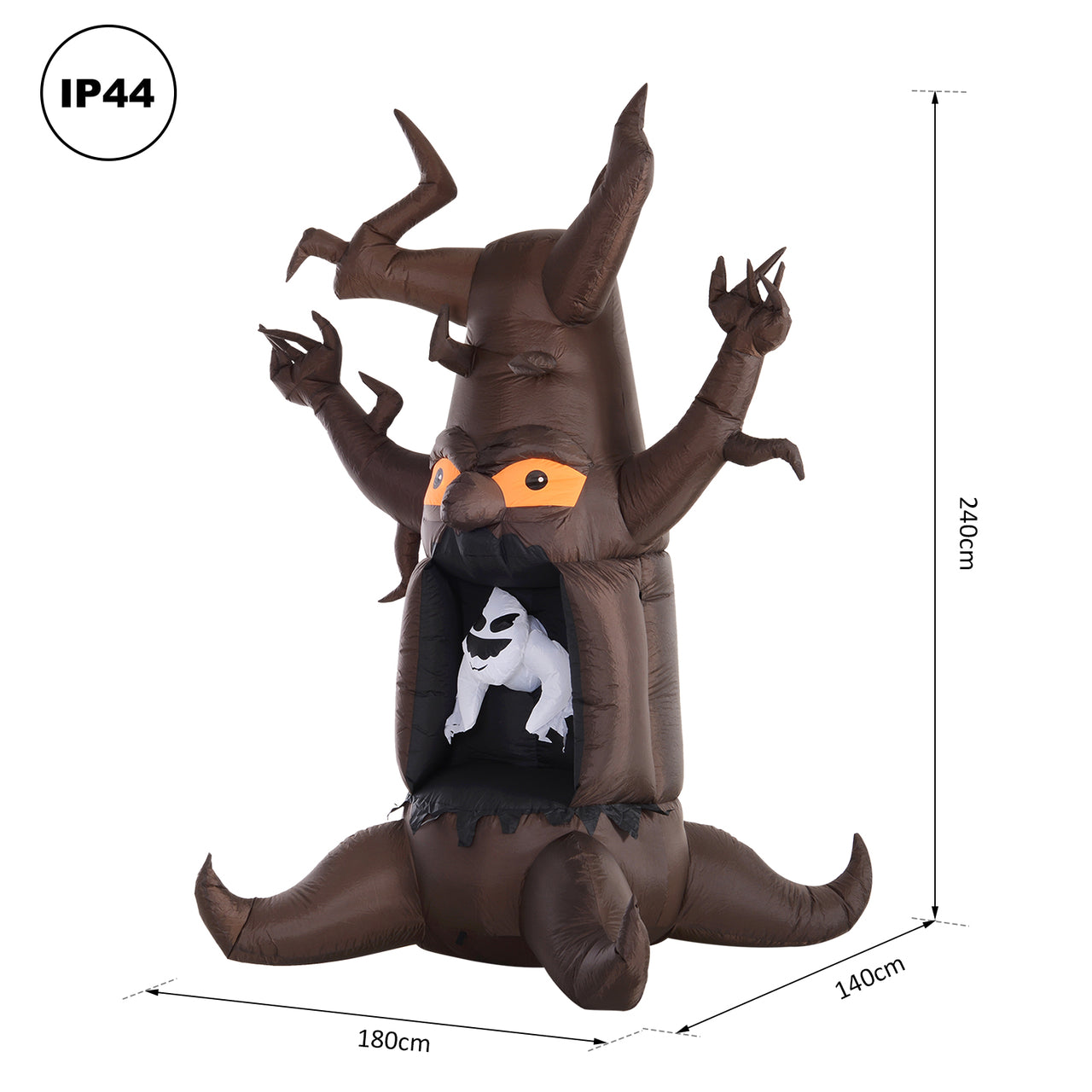 Halloween decoratie opblaasbare boom en spook met sfeerverlichting 240 cm