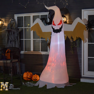 Halloween decoratie opblaasbaar griezel spook met sfeerverlichting 240 cm met rode ogen en verlichte buik voor tuinfeest