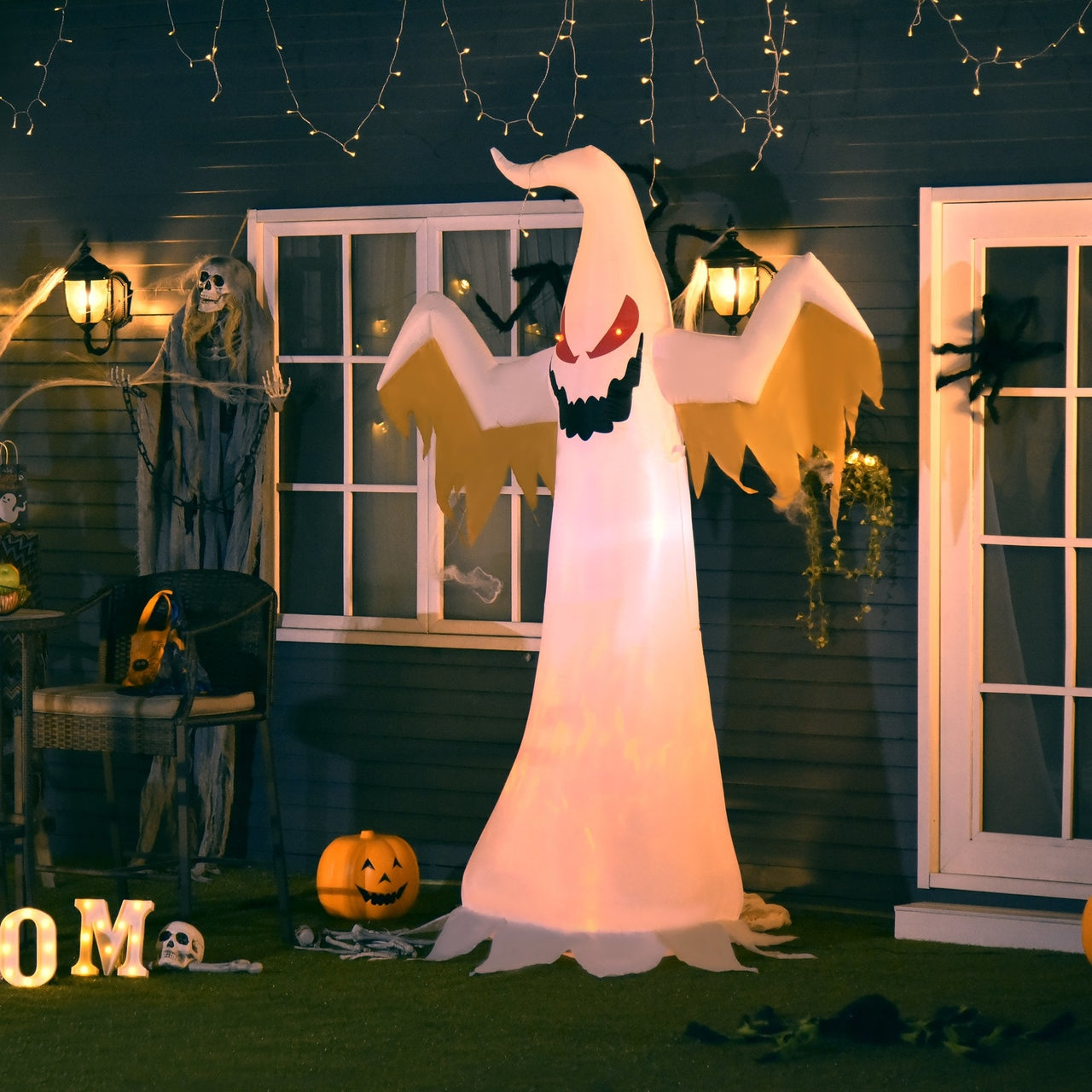 Halloween decoratie opblaasbaar griezel spook met sfeerverlichting 240 cm