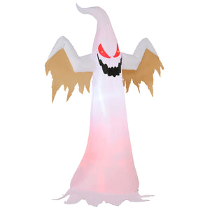 Halloween decoratie opblaasbaar griezel spook met sfeerverlichting 240 cm met rode knipperende ogen en verlichte buik