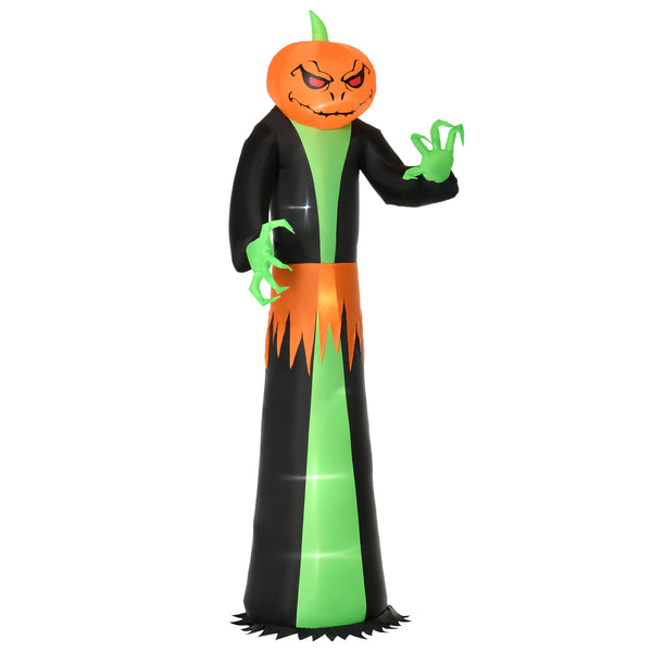 Halloween decoratie spook met pompoenhoofd opblaasbaar met verlichting 270 cm