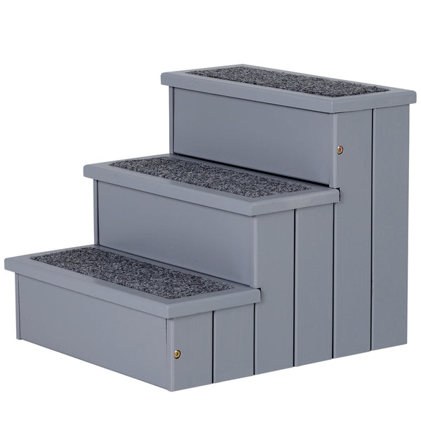 Hondentrap met opbergruimte – stevige houten trap in grijs, 40,5x44,5x38 cm