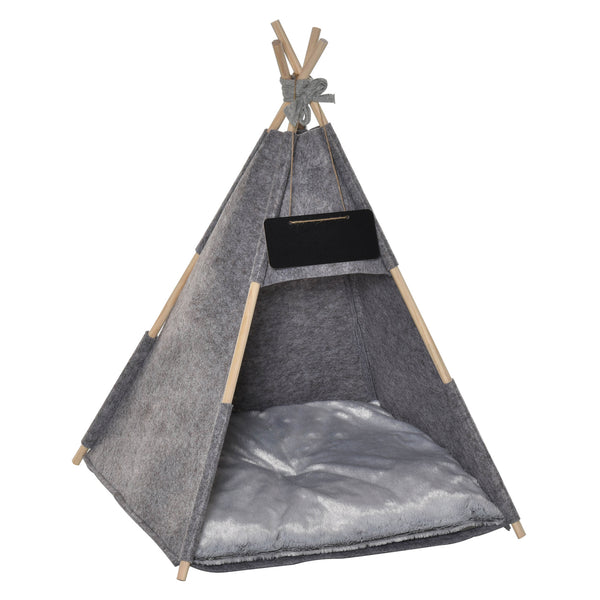 Huisdierentent met kussen – grijs kattenhuis van 58x58x80 cm voor comfort en geborgenheid