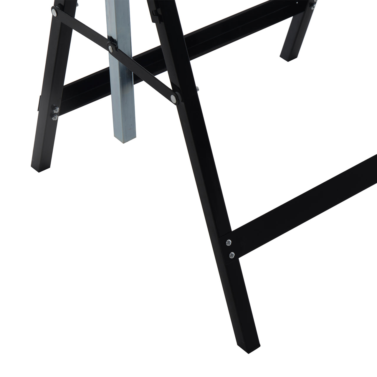 Verstelbare zaagbok van zwart staal voor stabiele werkondersteuning, 68x58xh(80-130)cm