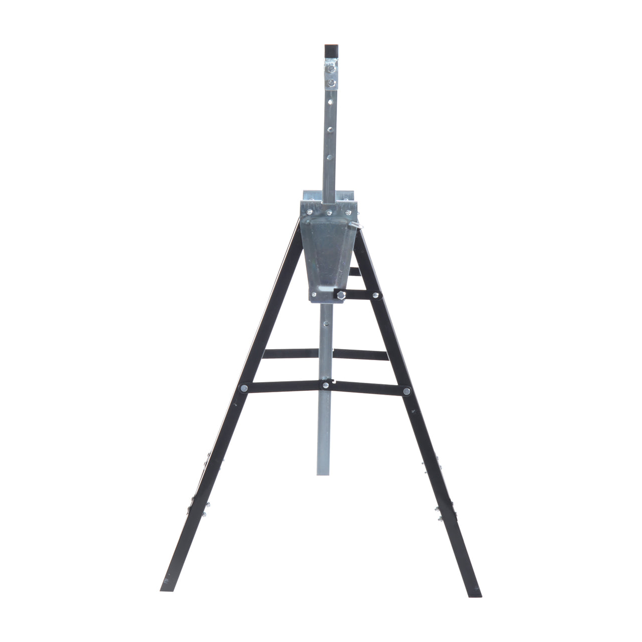 Verstelbare zaagbok van zwart staal voor stabiele werkondersteuning, 68x58xh(80-130)cm