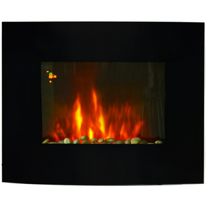 Moderne Elektrische wandhaard 1800 W zwart met thermostaat voor comfortabele warmte en sfeervolle LED vlammen