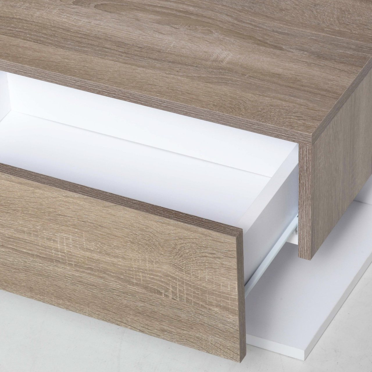Set van 2 zwevende nachtkastjes wit met noten accenten voor moderne wandmontage | Zenzee
