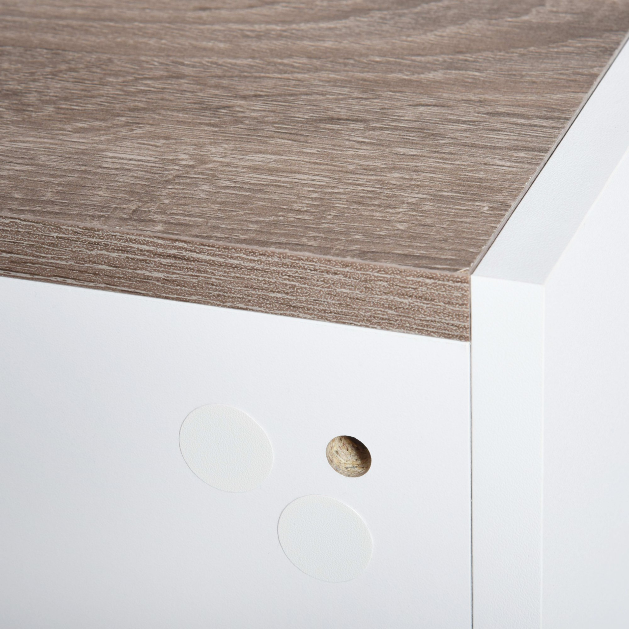 Set van 2 zwevende nachtkastjes wit met noten accenten voor moderne wandmontage | Zenzee