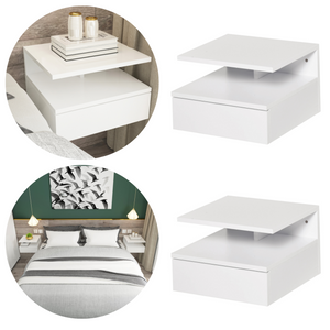 Zwevende nachtkastjes met lade wit – Set van 2 wandmodellen | Zenzee – modern design en praktische opbergruimte