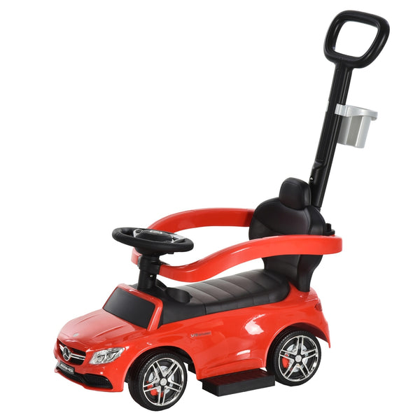 Rode loopwagen met duwstang en rugleuning 84x40x83 cm voor veilige eerste stapjes
