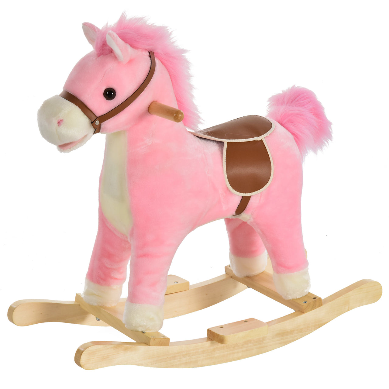 Roze hobbelpaard 65x32,5x61 cm voor kinderen van 3 tot 6 jaar met veilig design