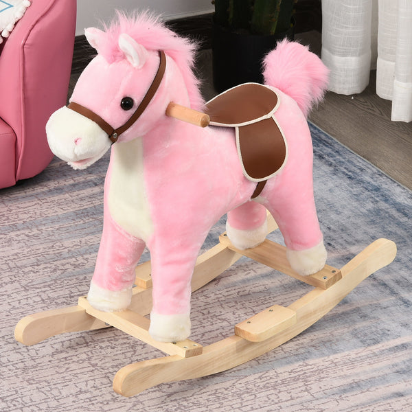 Roze hobbelpaard 65x32,5x61 cm voor kinderen van 3 tot 6 jaar met veilig design