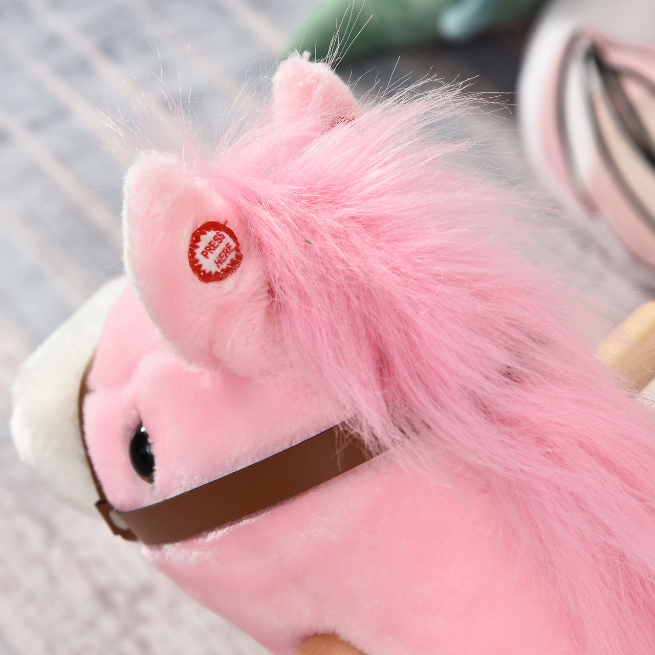 Roze hobbelpaard 65x32,5x61 cm voor kinderen van 3 tot 6 jaar met veilig design