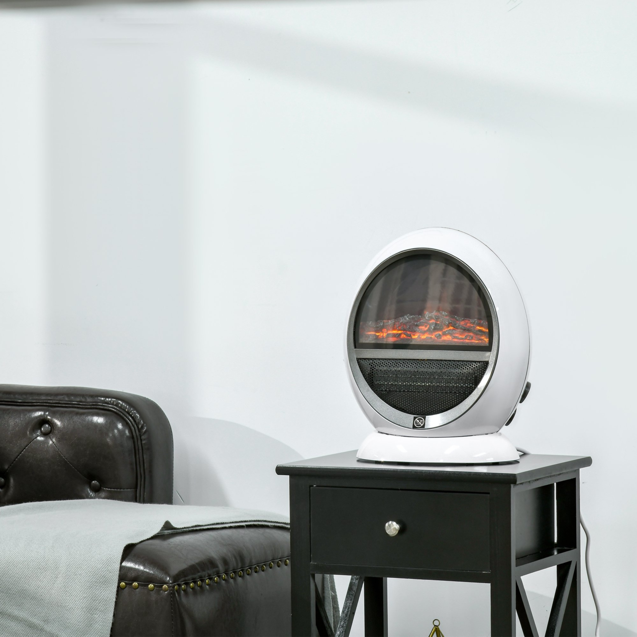 Elektrische sfeerhaard wit 1500 watt met geïntegreerde thermostaat voor comfortabele warmte