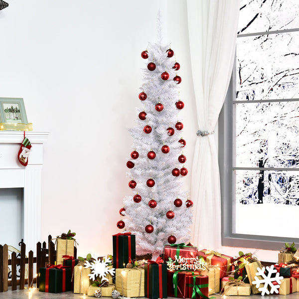 Smalle witte kunstkerstboom 180 cm voor smalle ruimtes
