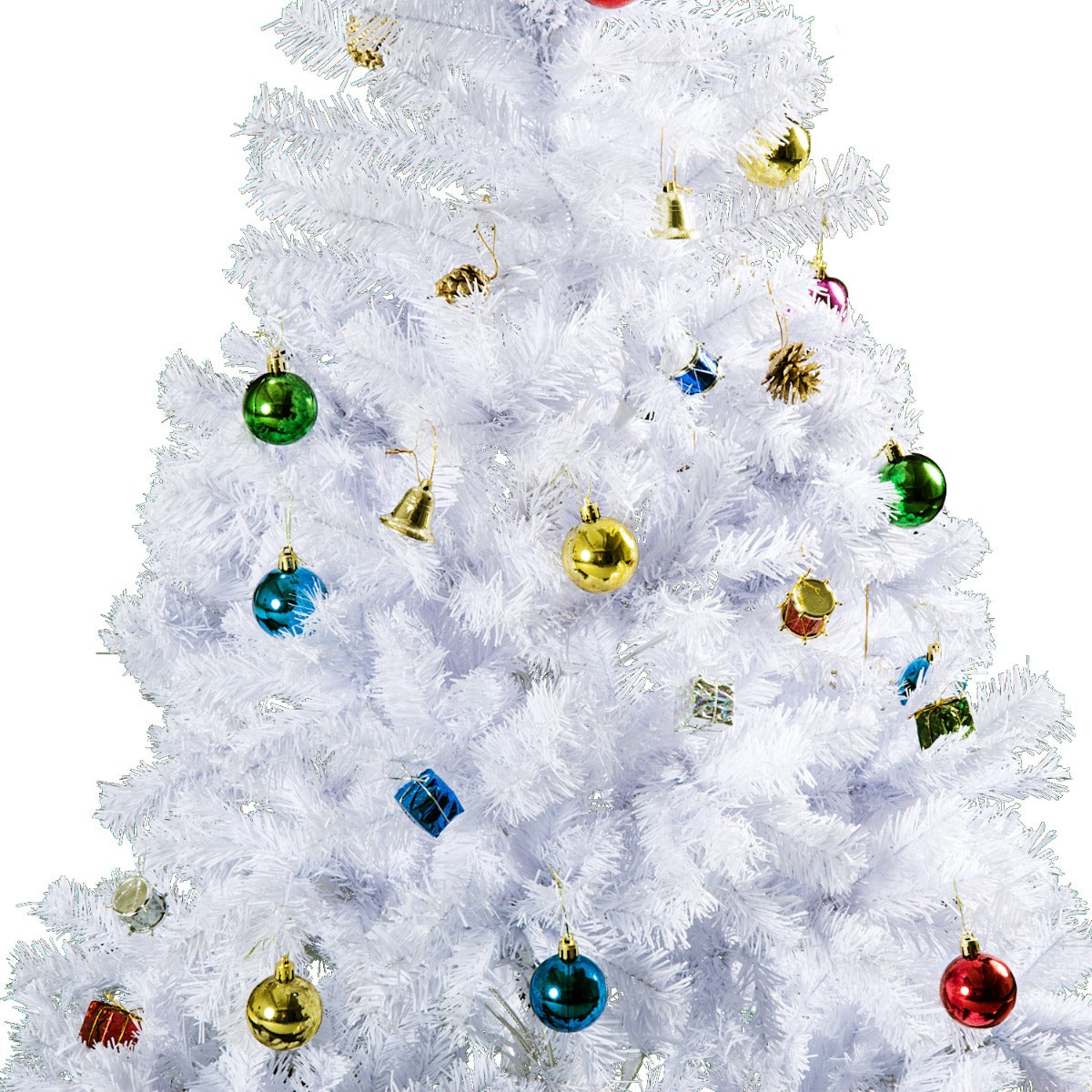 Witte kunstkerstboom 180cm – compleet met kerstballen & decoratie