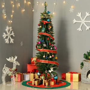 Smalle kunstkerstboom 150 cm groen– stijlvol en onderhoudsvriendelijk met kerstversiering en cadeaus eronder