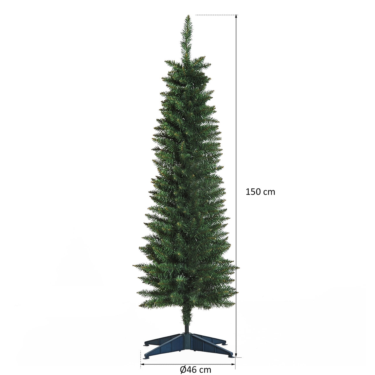 Smalle kunstkerstboom 150 cm groen– stijlvol en onderhoudsvriendelijk