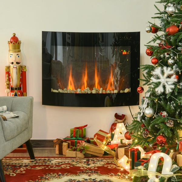 Elektrische wandhaard 1800 W zwart met afstandsbediening voor comfortabele warmte en stijl