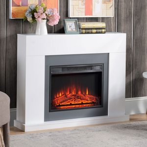 Elektrische haard met ombouw, 2000?W met sfeervolle vlammen, afstandsbediening en timer voor warme woonruimte