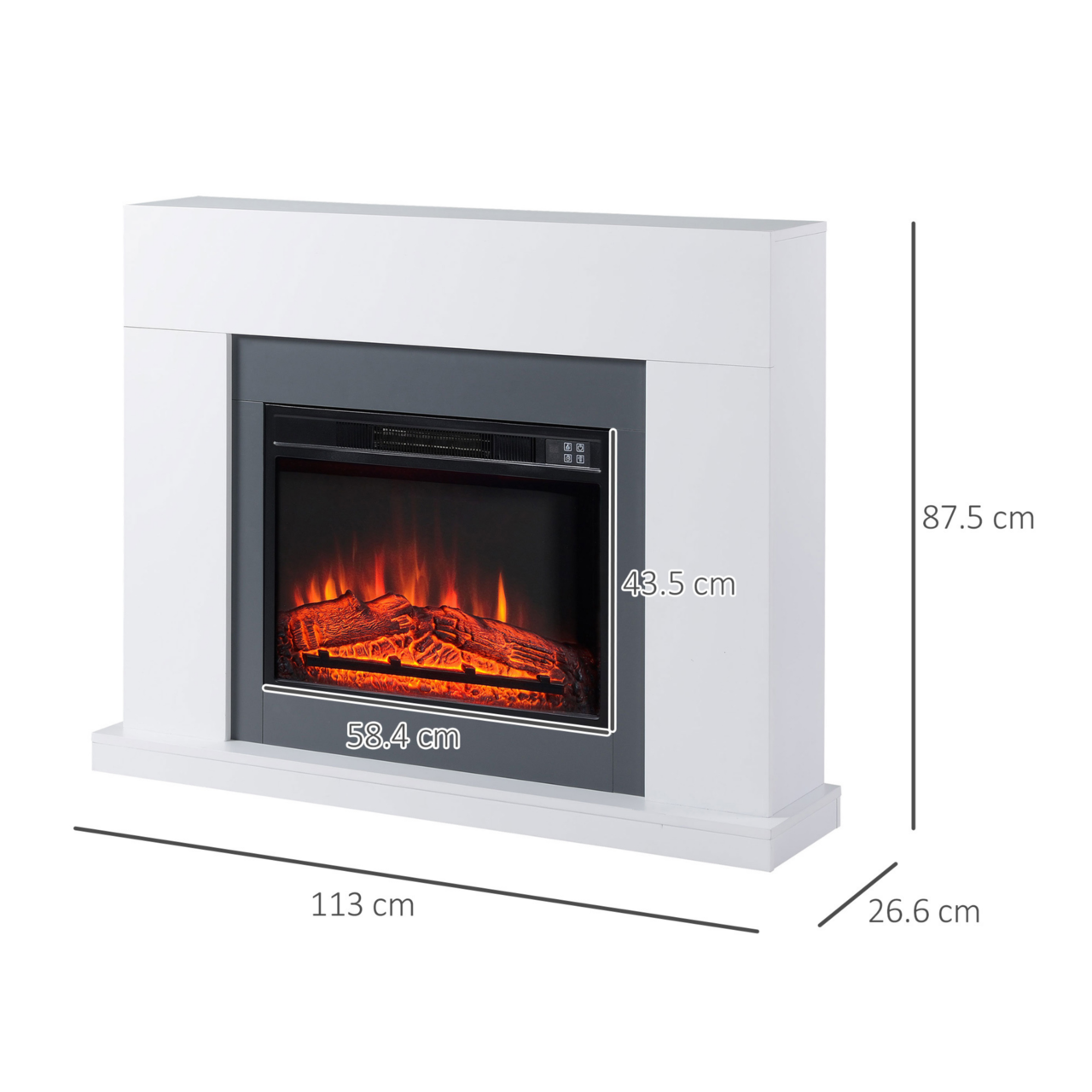 Elektrische haard met ombouw, 2000?W, afstandsbediening & timer