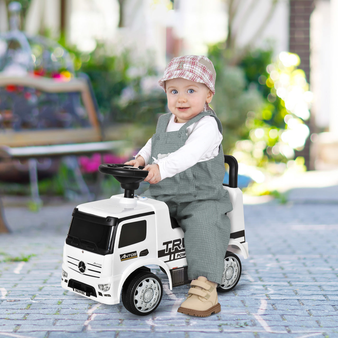 Loopauto vrachtwagen vanaf 1 jaar – Witte loopwagen met stuur
